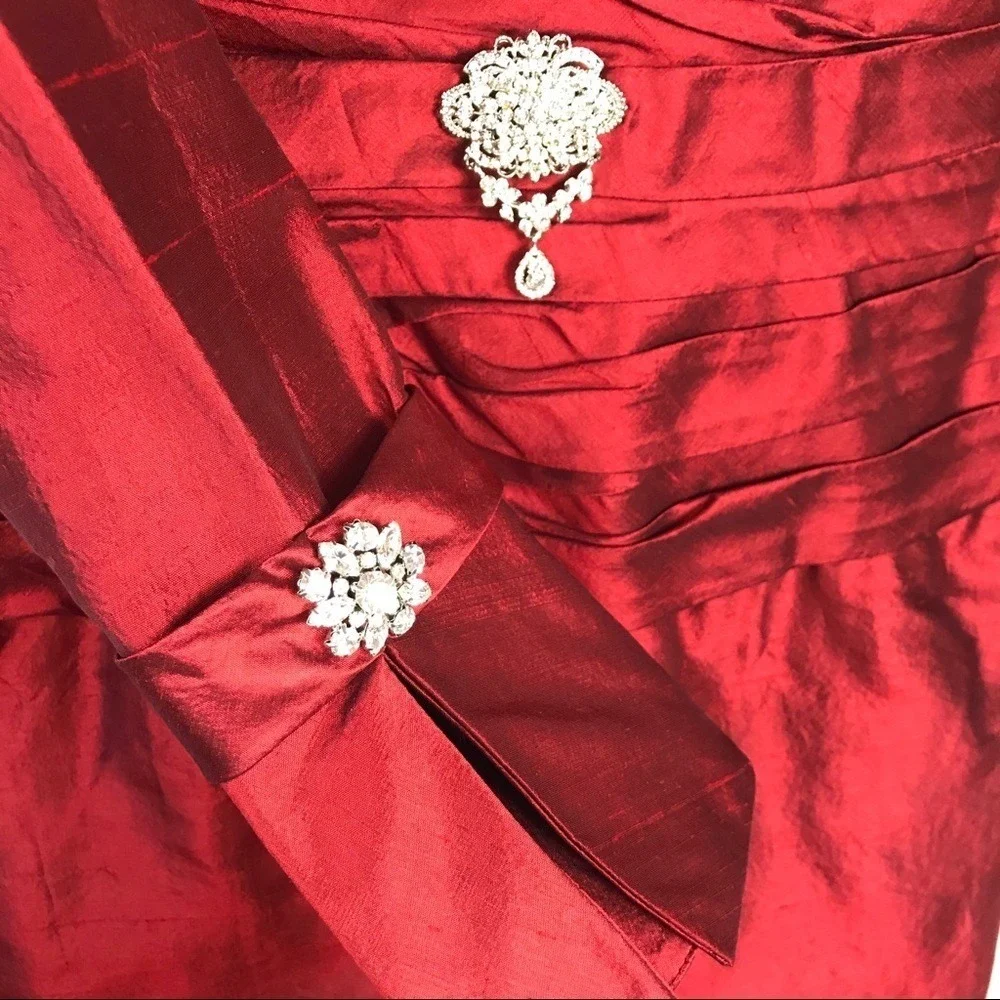 Sarah Danielle Silk Red Evening‎ Dress Jacket Formal Party Wedding Gala Sz 4